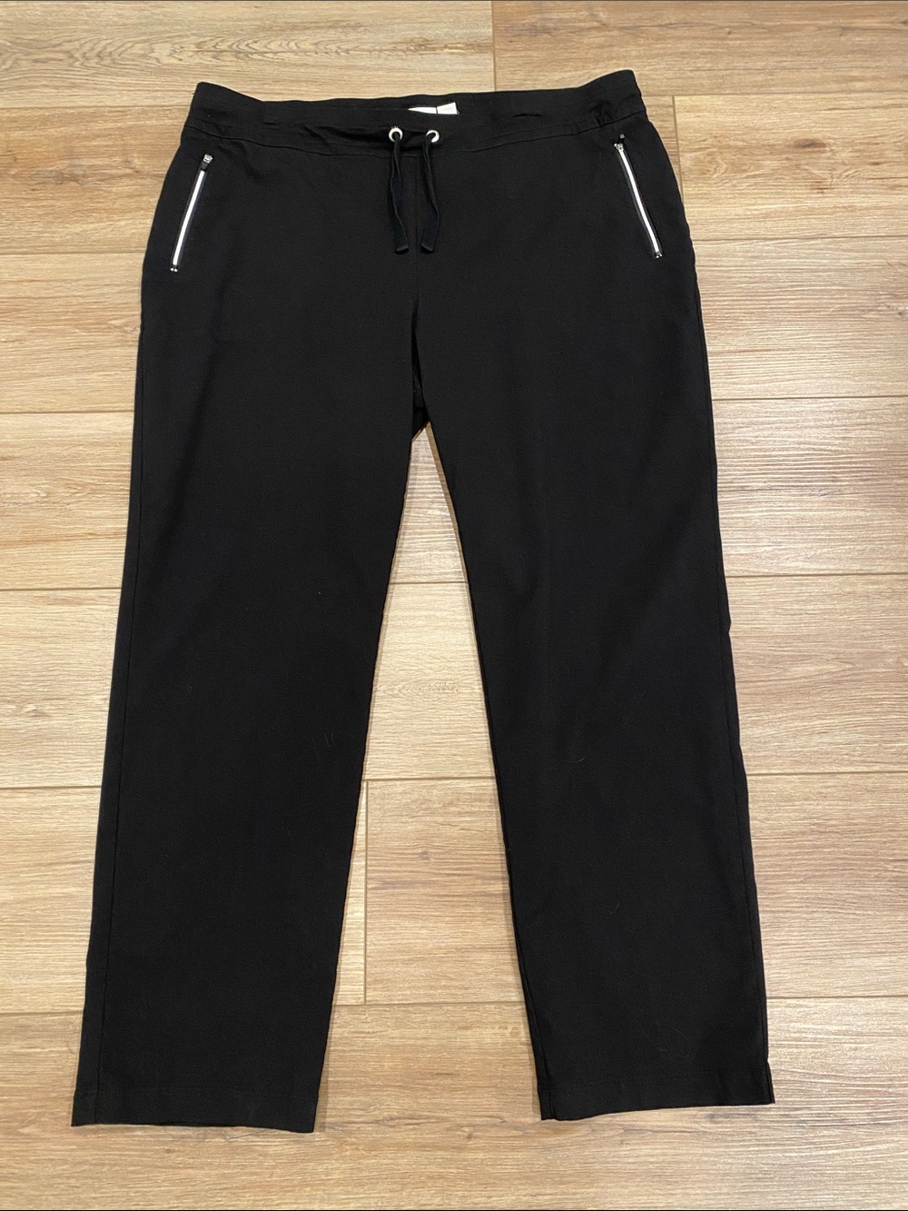 Chico's Weekends Black Drawstring Jogger Pants with Zipper Pockets XL